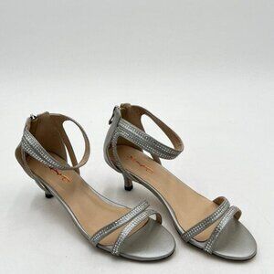 XYD Women Open Toe Low Heel Strappy Rhinestone Sandals Ankle Strap Wedding Dress